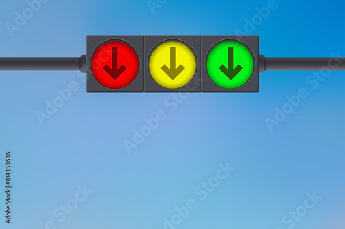 Traffic light on the background the blue sky.