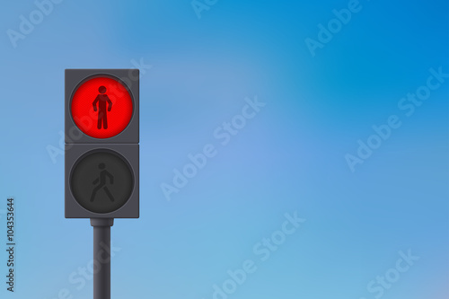 Pedestrian Traffic Light. Red light on. Sky background.