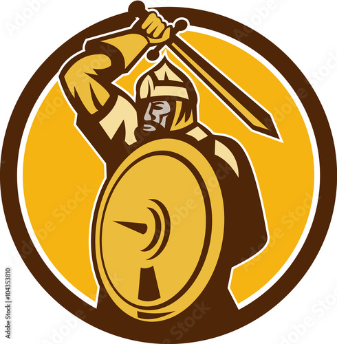 фотографія Mongol Horde Barbarian Warrior Sword Circle Retro