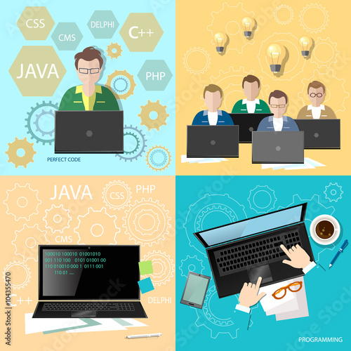 Education programmers group students learning code development