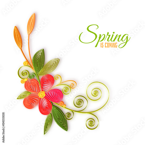 Vector color flower branch in quilling technique .