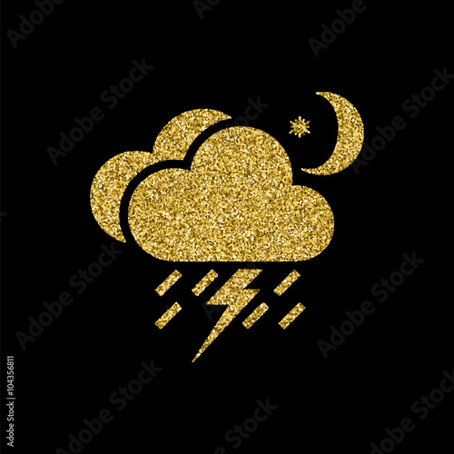 lightning rain cloud moon meteo icon
