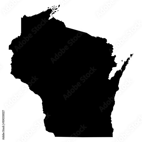 Wisconsin black map on white background vector photo