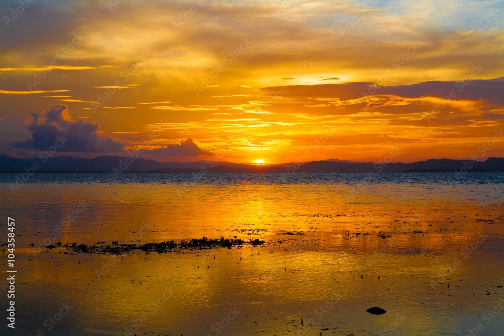 sunset  tropical sea
