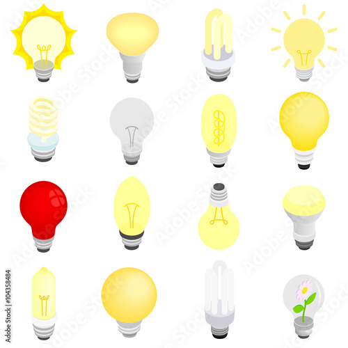 Light bulbs icons, isometric 3d style