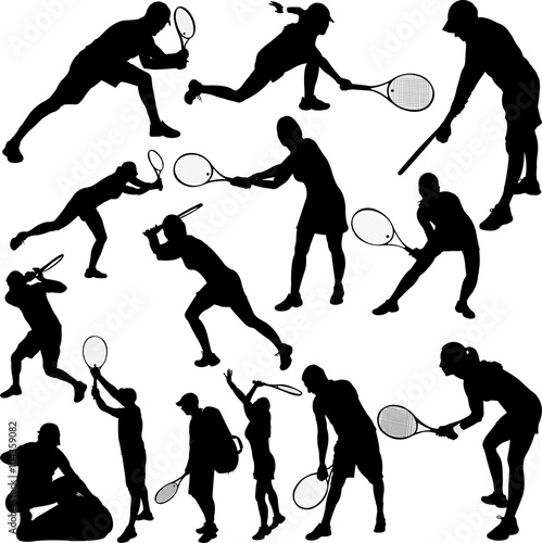 Tennis Players Silhouettes - Vector