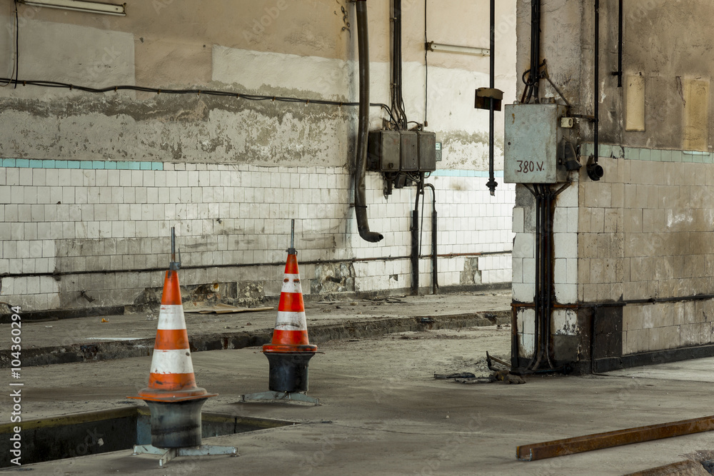 Old electric wires in abandoned building. Grungy interior Old electric wires in abandoned building. Grungy interior