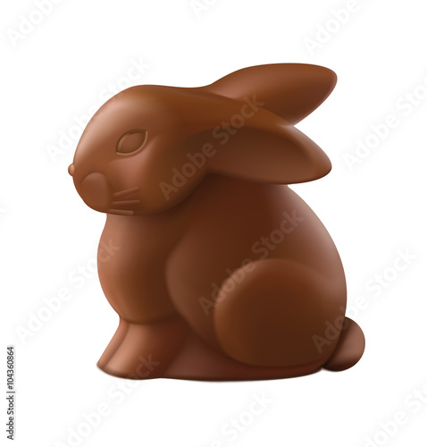 Chocolate easter bunny isolated on white background. Vector illustration.