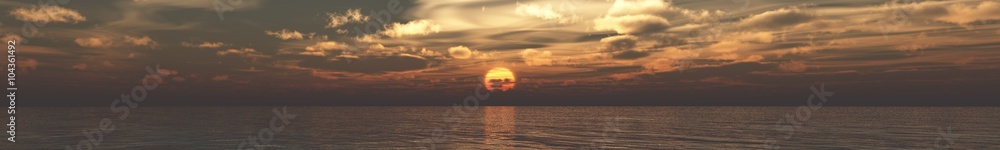 Obraz premium Panorama of sea sunset, sunrise. Baner.