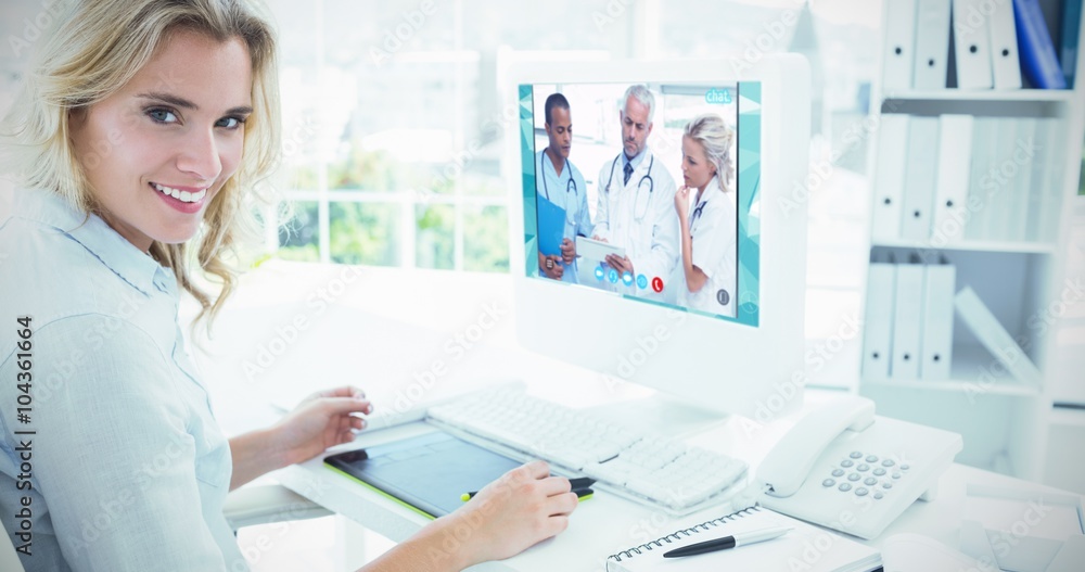 Composite image of view of video chat app Composite image of view of video chat app