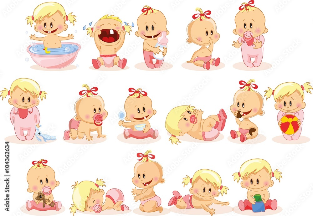 Vector illustration of baby girls Vector illustration of baby girls