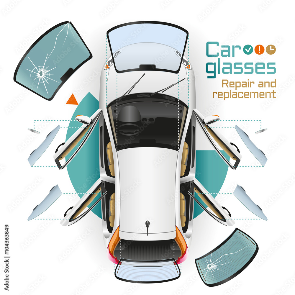 Fototapeta premium Car Glasses Repair and Replacement