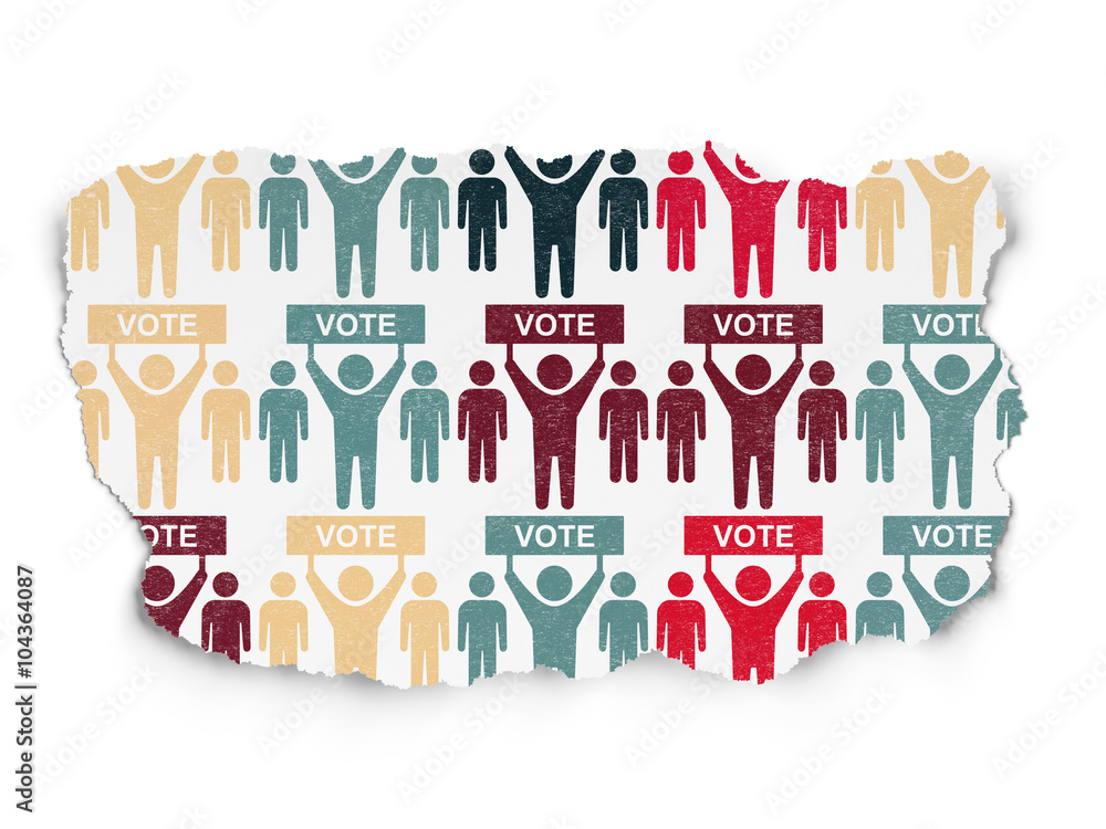 Political concept: Election Campaign icons on Torn Paper background Political concept: Election Campaign icons on Torn Paper background