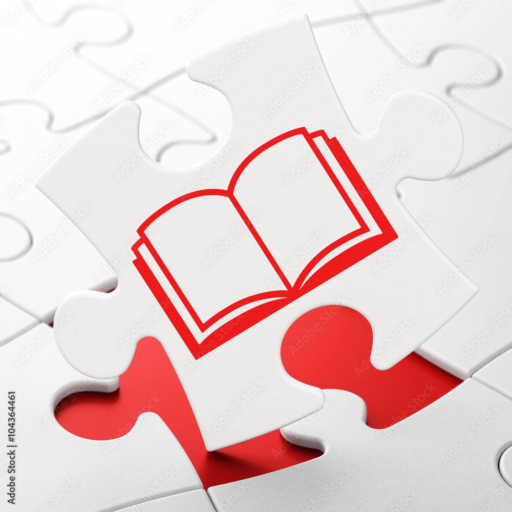Studying concept: Book on puzzle background Studying concept: Book on puzzle background