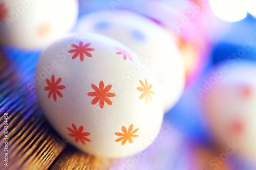 Easter eggs on wooden background