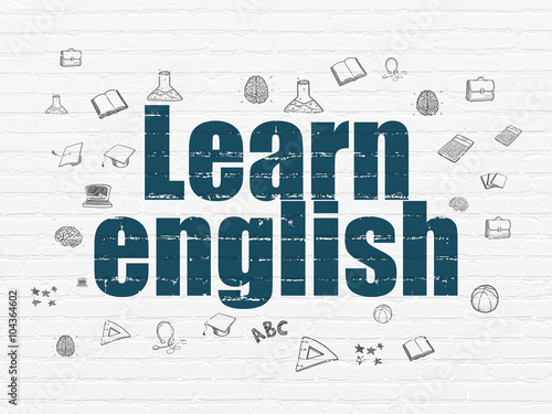 Learning concept  Learn English on wall background