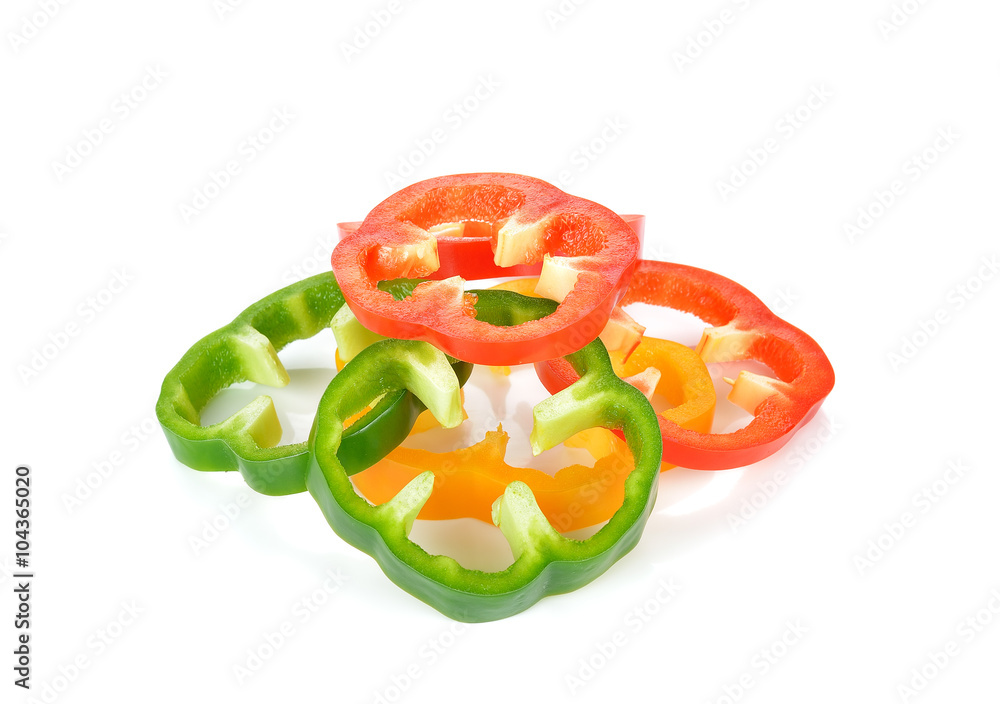 sliced bell pepper on white background sliced bell pepper on white background