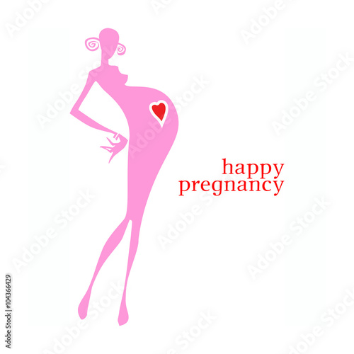 Vector illustration of pregnant female silhouettes