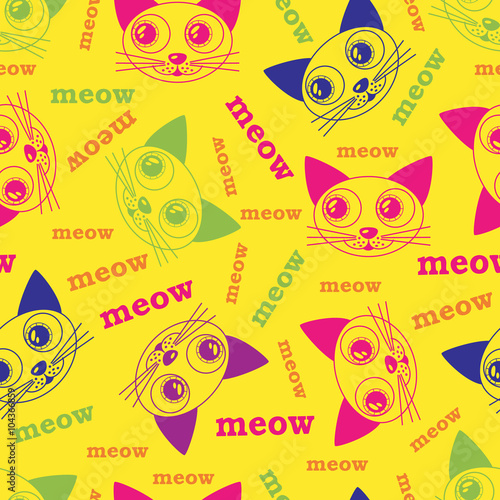 colorful funny cats seamless pattern