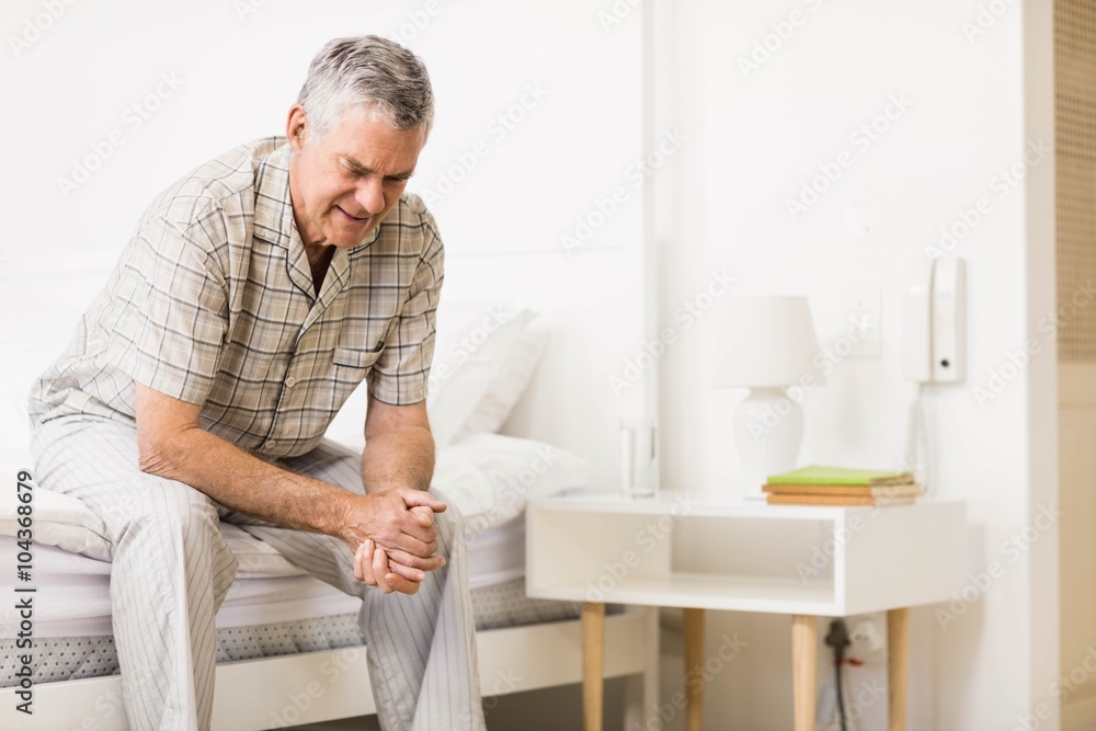 Suffering senior man waiting 