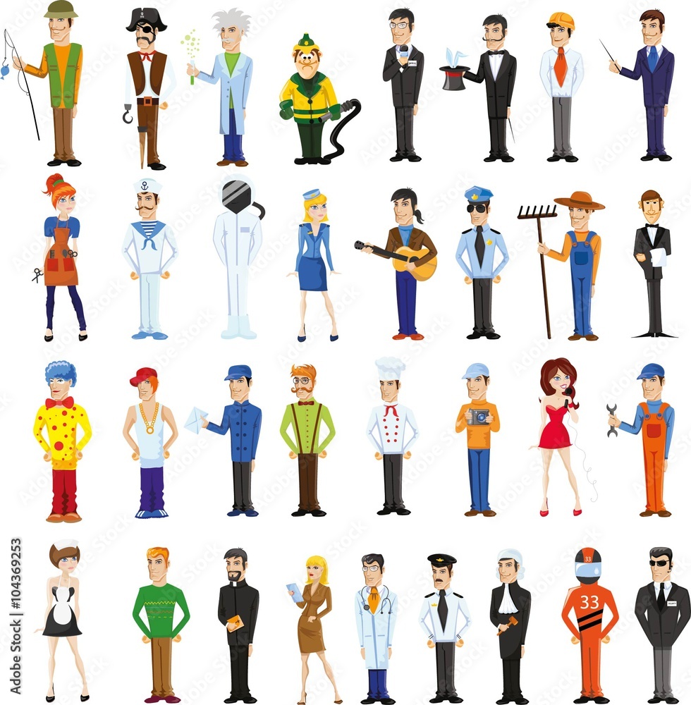 Cartoon vector characters of different professions Stock Illustration ...