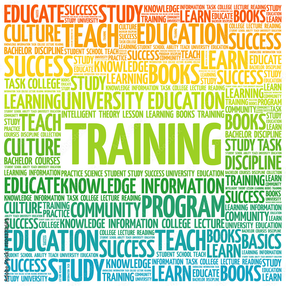 TRAINING word cloud, education concept background TRAINING word cloud, education concept background