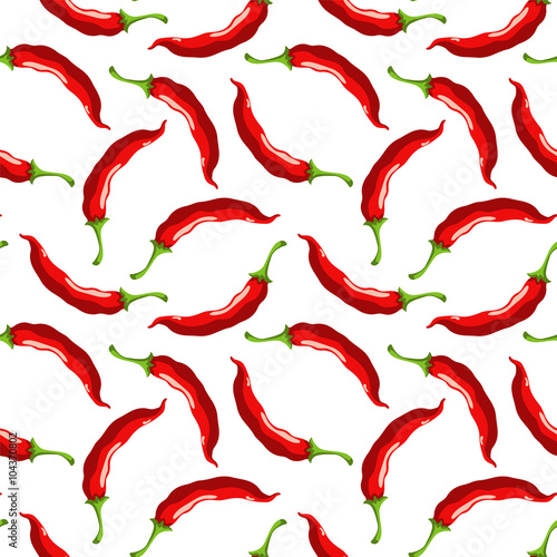 Seamless pattern with red chili peppers