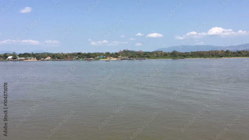 time lapse Mekong River with beautiful landscape in Thailand with boats time lapse Mekong River with beautiful landscape in Thailand with boats