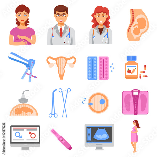 Obstetrics icons set