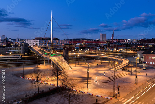City bridge in Odense at twilight