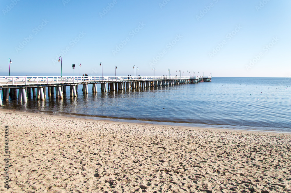 Obraz premium View on A pier in Gdynia Orlowo at Baltic sea.