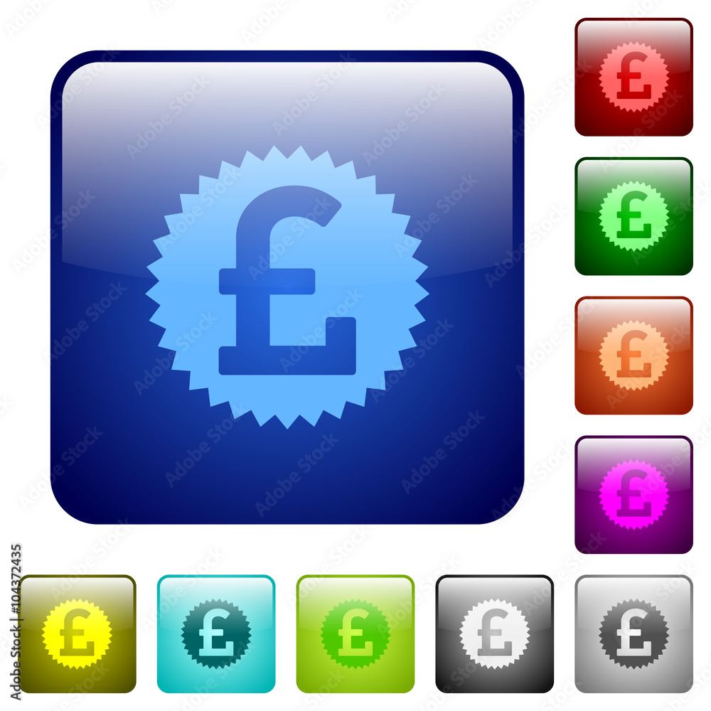Color pound sticker square buttons