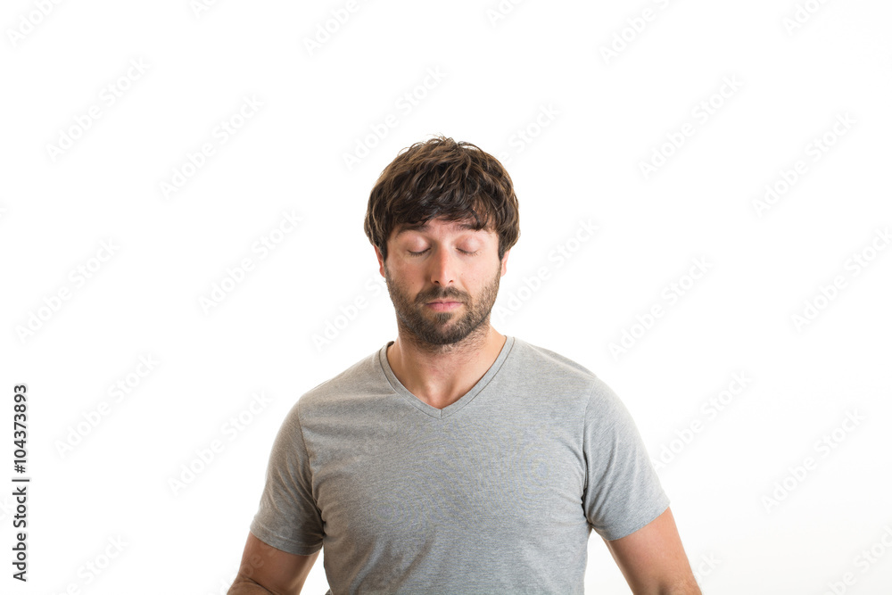young man with closed eyes young man with closed eyes