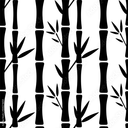 Seamless pattern with bamboo trees