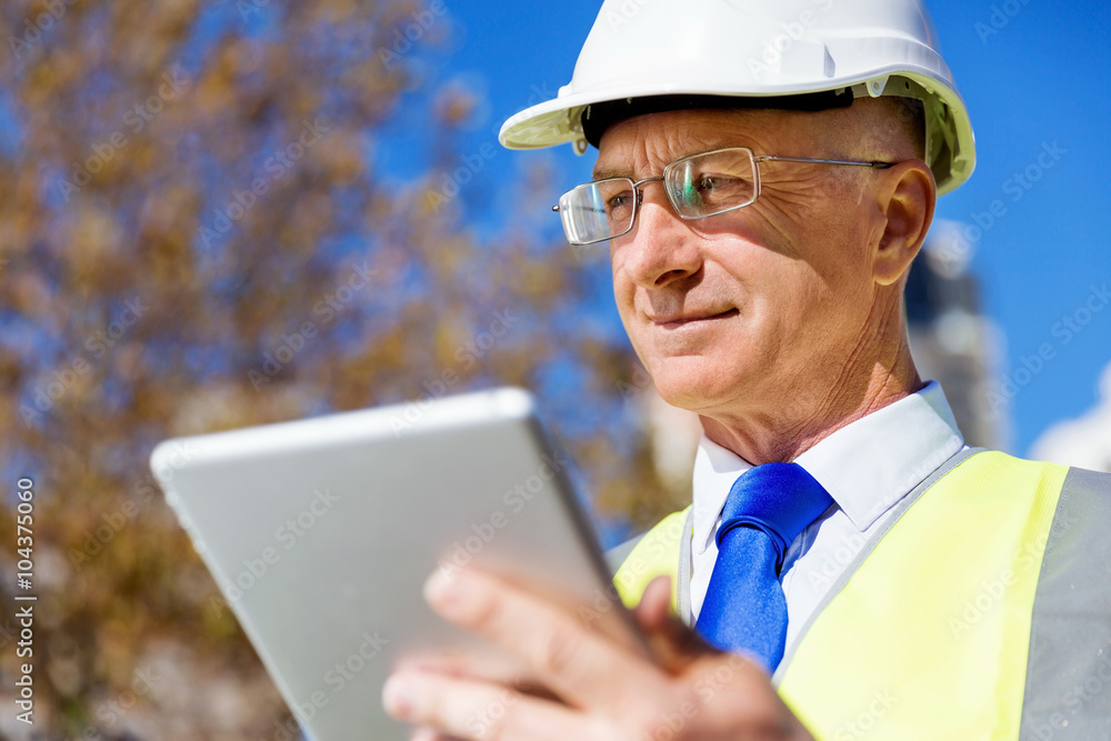 Engineer builder at construction site Engineer builder at construction site