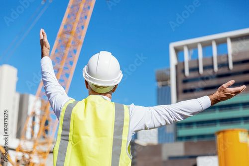 Engineer builder at construction site