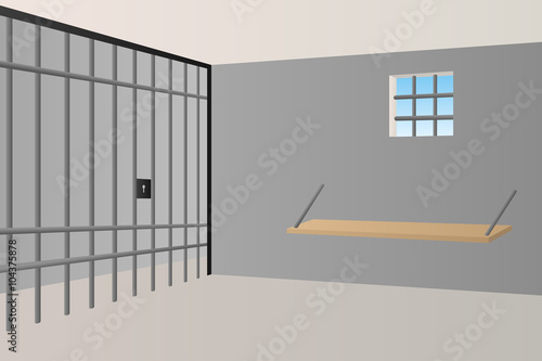 Prison jail room interior window grille illustration vector
