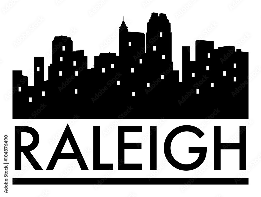 Abstract skyline Raleigh, with various landmarks