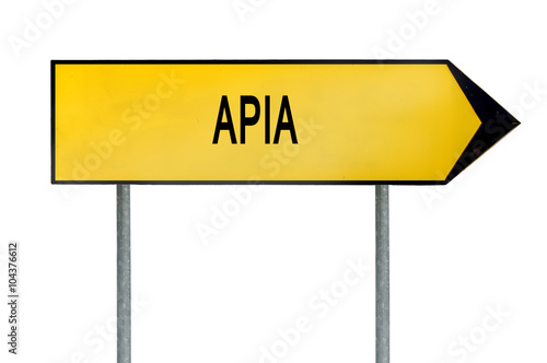 Yellow street concept sign Apia isolated on white