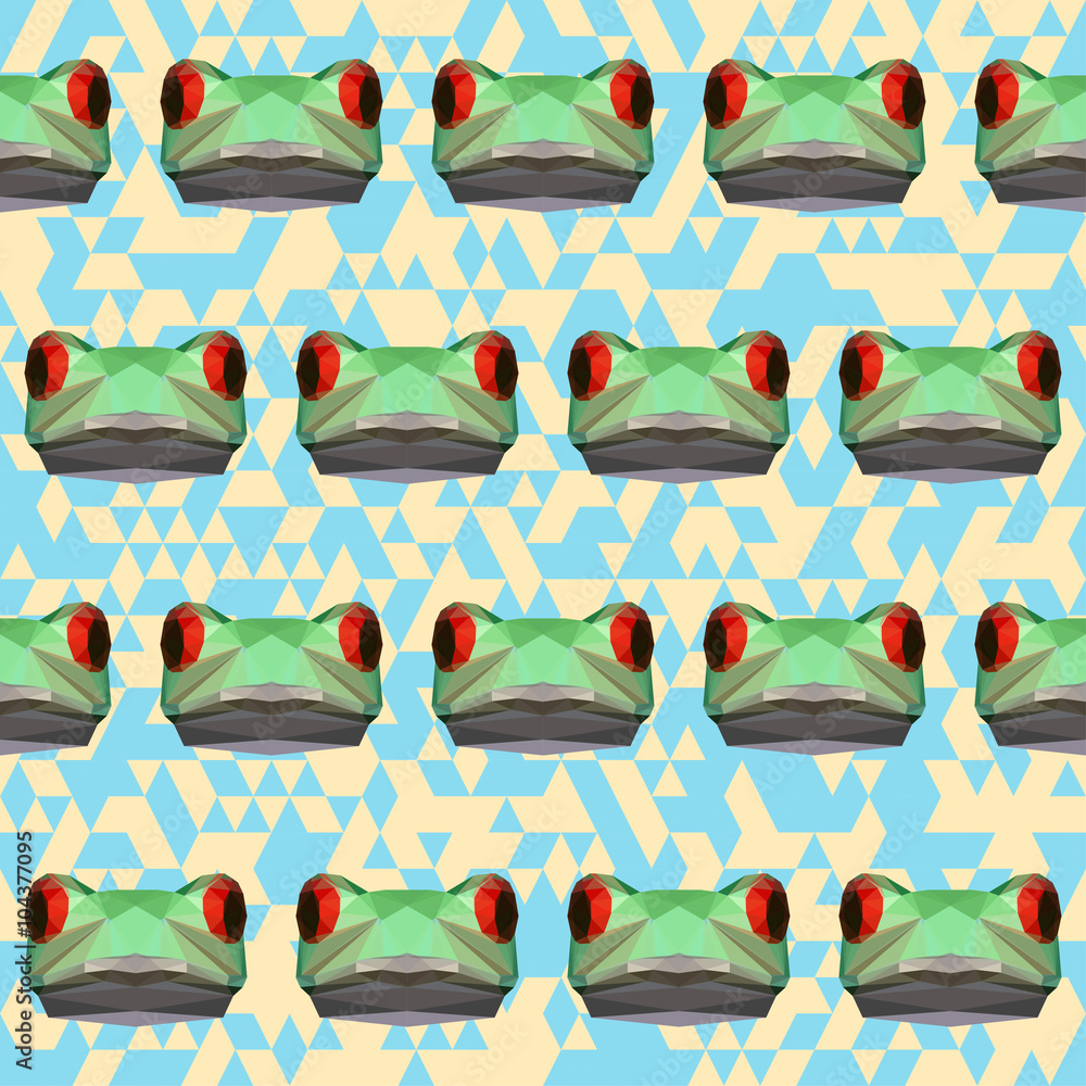 Fototapeta premium abstract geometric polygonal frog seamless pattern
