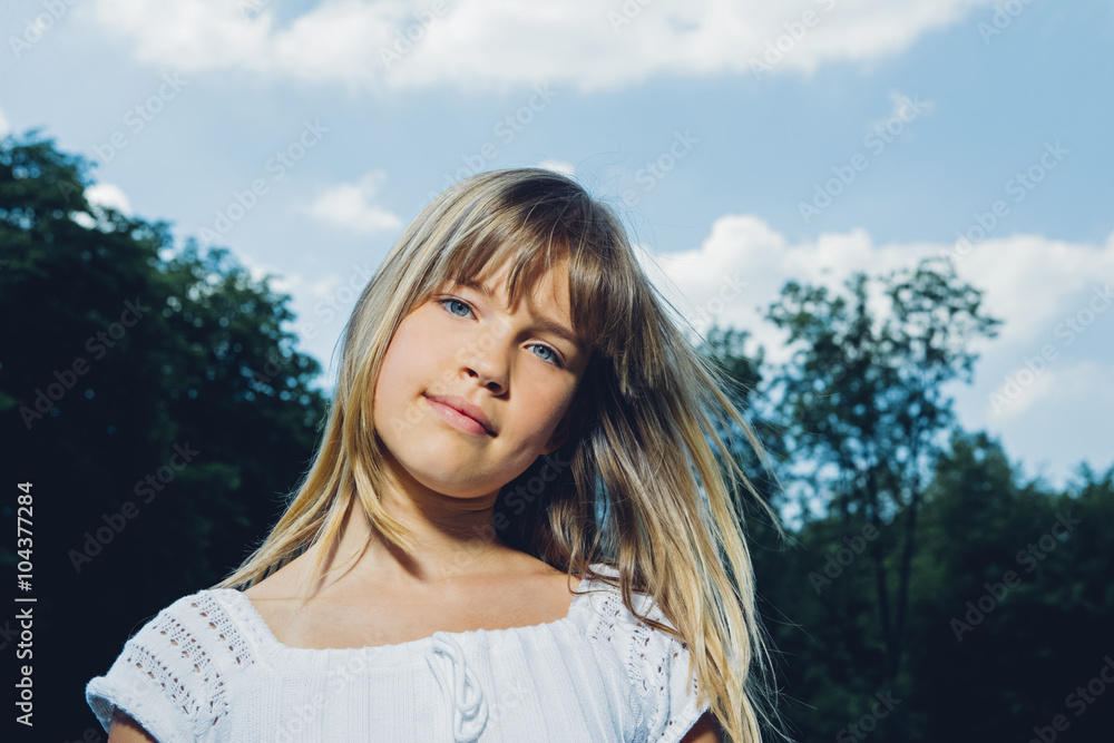 Portrait of blond teenage girl in nature Portrait of blond teenage girl in nature