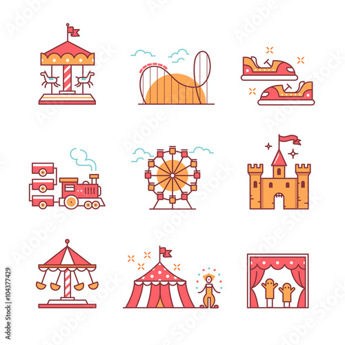 Theme amusement park sings set
