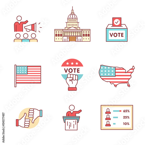 Elections, campaign and voting signs set