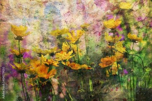 artwork with yellow summer flowers