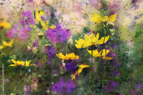 watercolor artwork with summer garden flowers