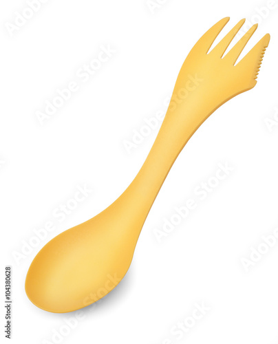 spork is a knife spoon and fork combined in a single one-piece u photo