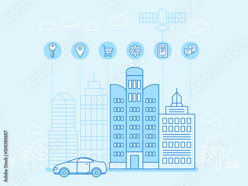 Vector illustration in flat linear style