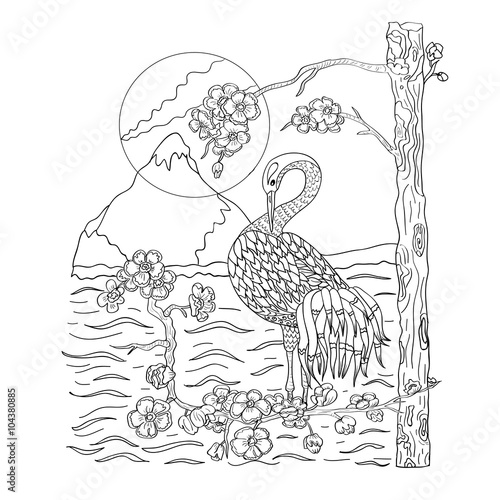 Wallpaper Mural Illustration with bird for coloring Torontodigital.ca