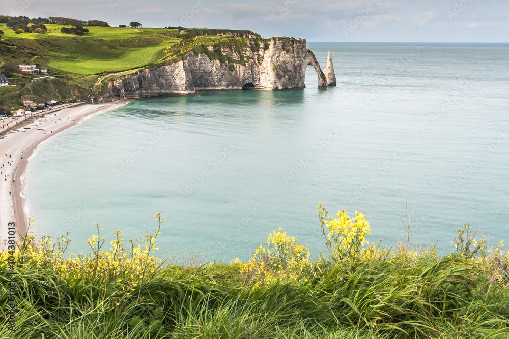 Landscape of rocky Atlantic coast of Normandy. France
