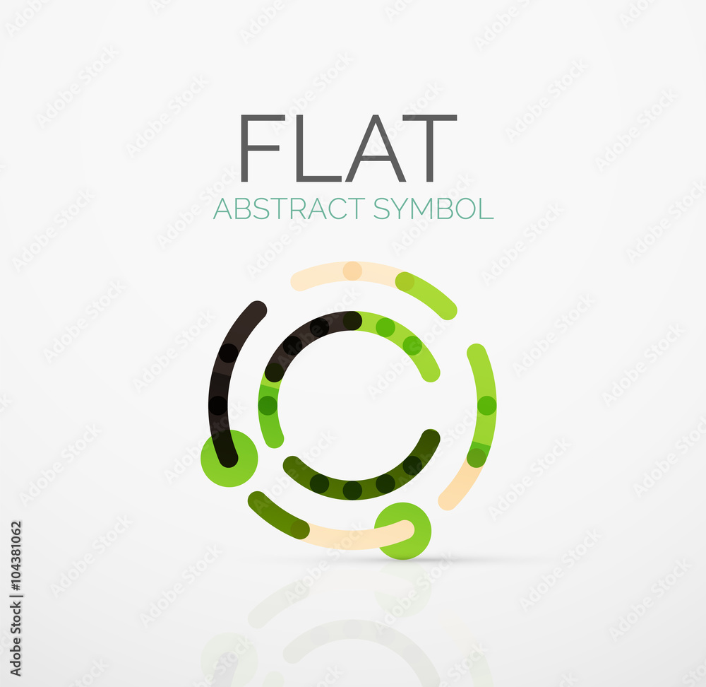 Logo - abstract minimalistic linear flat design. Business hi-tech geometric symbol, multicolored segments lines Logo - abstract minimalistic linear flat design. Business hi-tech geometric symbol, multicolored segments lines